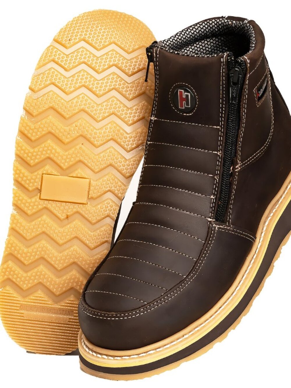 Hammer HM339 Double Zipper Work Boots Brown Men's